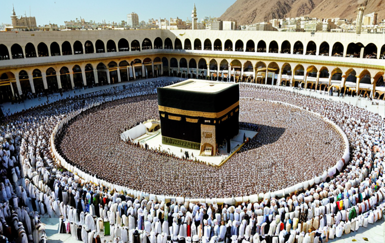 하즈와 우므라 순례의 차이점 - The Crowd at the Kaaba**

"A vast crowd of diverse pilgrims circumambulating the Kaaba in Mecca duri...