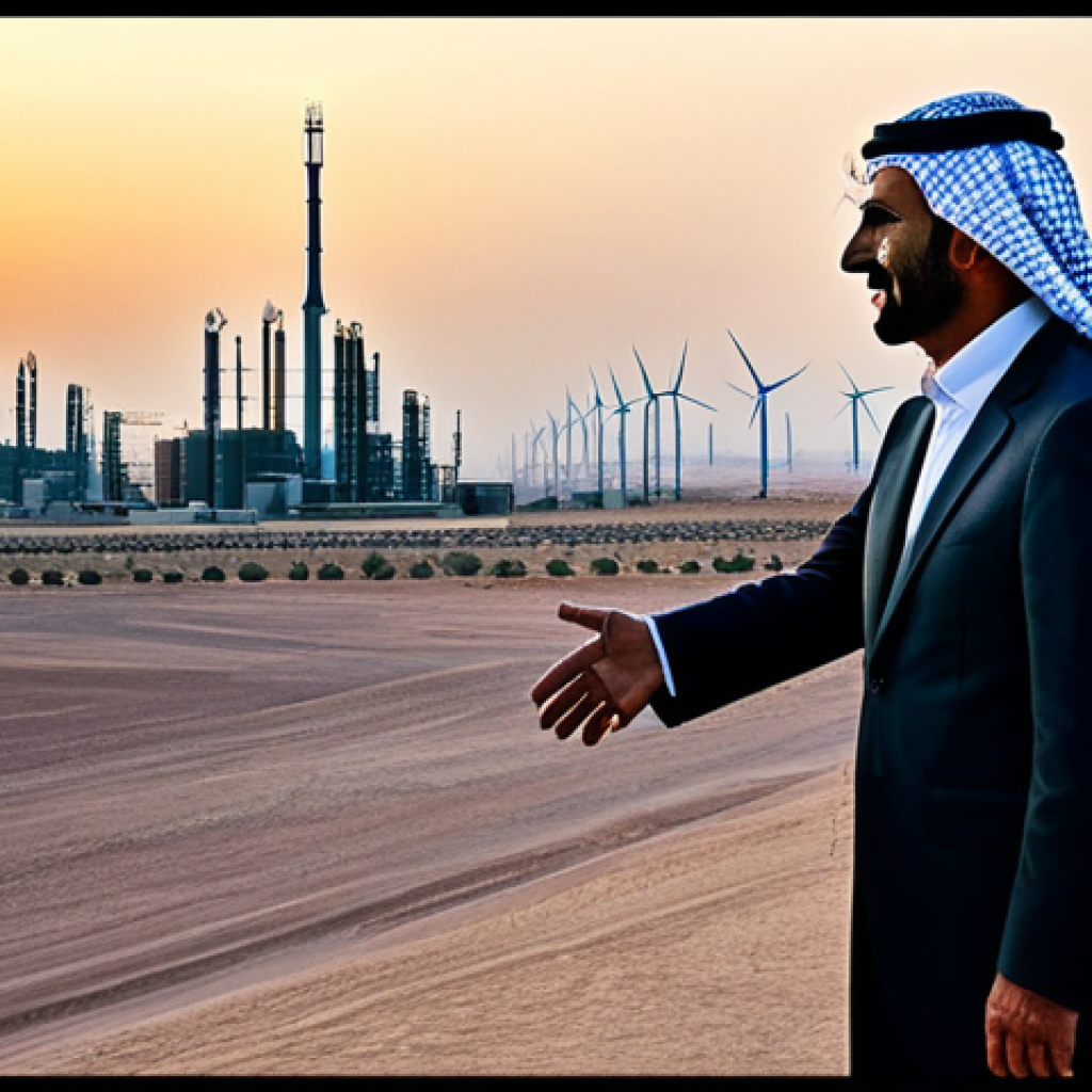 사우디아라비아 내 미국과의 관계 - Oil and Economic Shifts**
"A modern cityscape at sunset, bisected. One side shows a traditional des...