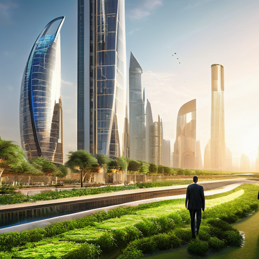 사우디아라비아와 UAE의 차이점 - Visionary Urban Oasis: A Glimpse into Future Economies**
Prompt: A futuristic, sprawling cityscape a...