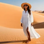 사우디아라비아 내 스킨케어 제품과 사용법 - **Desert Sun Warrior:** A confident woman in her late 20s stands in a picturesque, sun-drenched Saud...